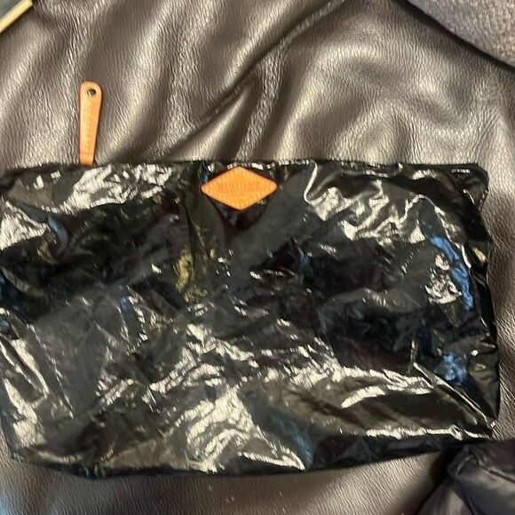 MZ WALLACE Shiny Black Pouch with Brown Accent three included - Picture 3 of 10